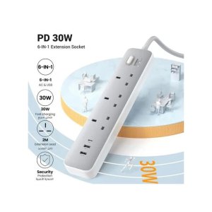 UGREEN 30W 3 AC Power Strip with Master Switch (2A1C) - CD286