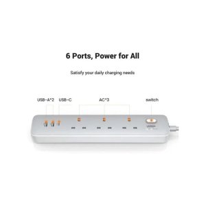 UGREEN 30W 3 AC Power Strip with Master Switch (2A1C) - CD286