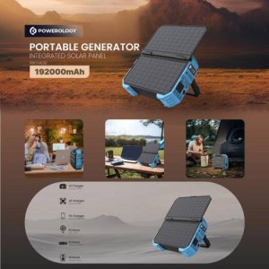 Powerology 600W Portable Power Generator with Solar Panel