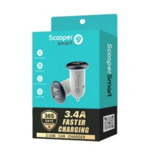 Scooper Smart SCC-02M Dual USB Car Charger with Cable