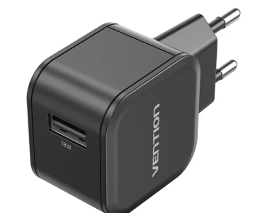 Vention 1-port USB Wall Charger(18W) UK-Plug Black