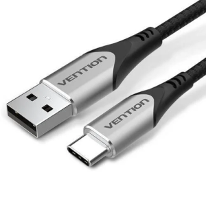 Vention Cotton Braided USB 2.0 A Male to C Male 3A Cable 2M Gray Aluminum Alloy Type