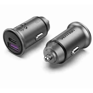 Vention 25W Dual USB Car Charger (PD3.0+QC3.0) Gray Mini Style Aluminium Alloy Type