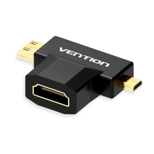 Vention 2 in 1 Mini HDMI and Micro HDMI Male to HDMI Female Adapter Black