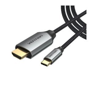 Vention Cotton Braided Type-C to HDMI Cable 2M Black Alluminium alloy Type-VEN CRBBH