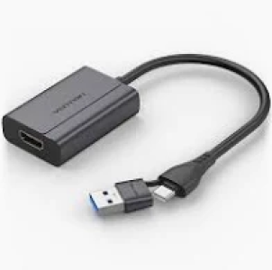 Vention USB-C + USB-A To HDMI Adapter 0.15M Grey Aluminium Alloy Type