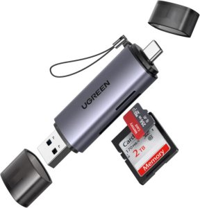 Ugreen CM185 50706 reader for SD / micro SD cards on USB-A 3.0 / USB-C 3.0 - gray-50706