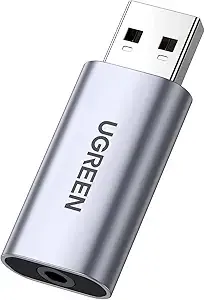 UGREEN CM383 USB-A to 3.5mm Audio Jack External Stereo Sound Adapter- Silver-80864