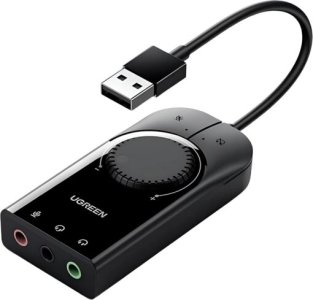UGREEN CM129 USB A to 3*3.5mm Jack External Stereo Sound Adapter 15cm (Black)-40964