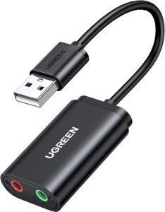 UGREEN US205 USB 2.0 to 3.5mm Headphone External Sound Adapter (Black)-30724