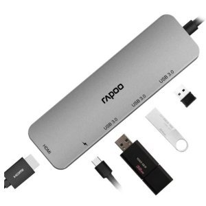 Rapoo Type C - 5 in 1 with 4K HDMI, 3 USB 3.0 Ports, Type C Charging - XD100C