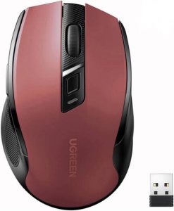 UGREEN MU006 Ergonomic Bluetooth Wireless Mouse  2.4G Wireless & Bluetooth - Maroon -25752