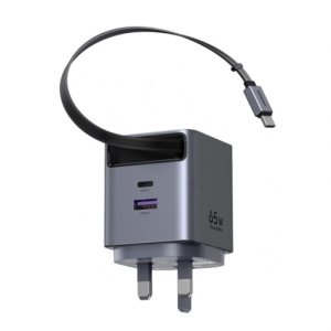 UGREEN X615 65W GaN Fast Charger UK with 1 × USB‑C with built‑in retractable cable 65826