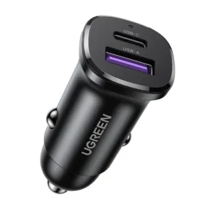 UGREEN EC305 30W CAR Charger WITH 1 USB-C /1* USB A ports-25845