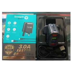 SFC-04C WALL CHARGER 4USB 3.0A FAST CHARGING