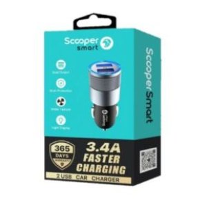 SCOOPER SCC-06 CAR CHARGER 3.4A FAST CHARGING FOR 2 DEVICES
