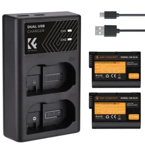 K&F Concept EN-EL15 EN-EL15A EN-EL15B 2 Pack Battery