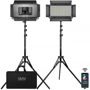 GVM 1500D Professional RGB Bi-Color LED Video Panel 2-Light Kit