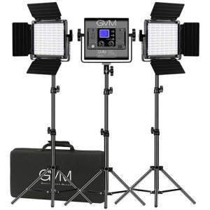 GVM 800RGB Professional RGB Bi-Color LED Video Light Panel 3-Light Kit with 3 × 4-Way Barndoors