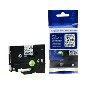 Brother 9mm x 8m TZ2-121 Black on Clear Label Tape
