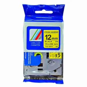 Brother 12mm x 8m TZ2-631 Black on Yellow Label Tape
