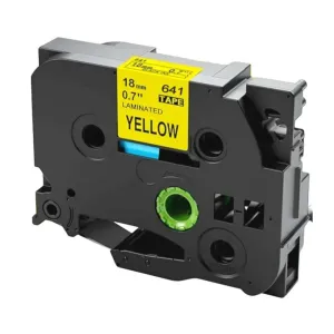 Brother 18mm x 8m TZ2-641 Black on Yellow Laminated Label Tape